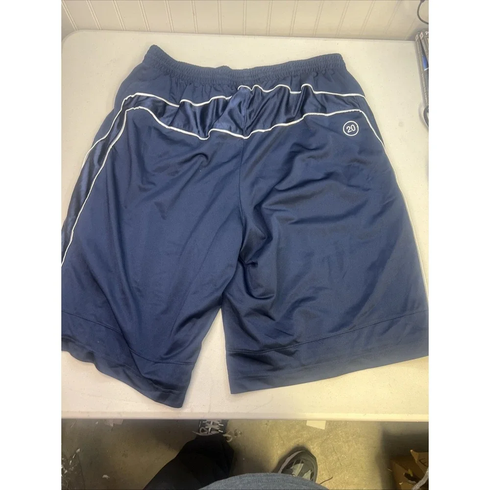 Vintage Y2K Nike Men's Silky Shiny Basketball Shorts Baggy‎ XL Blue Swoosh